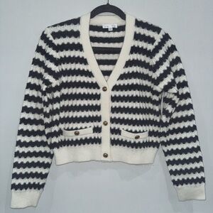 Line & Dot Striped Black and White Cardigan